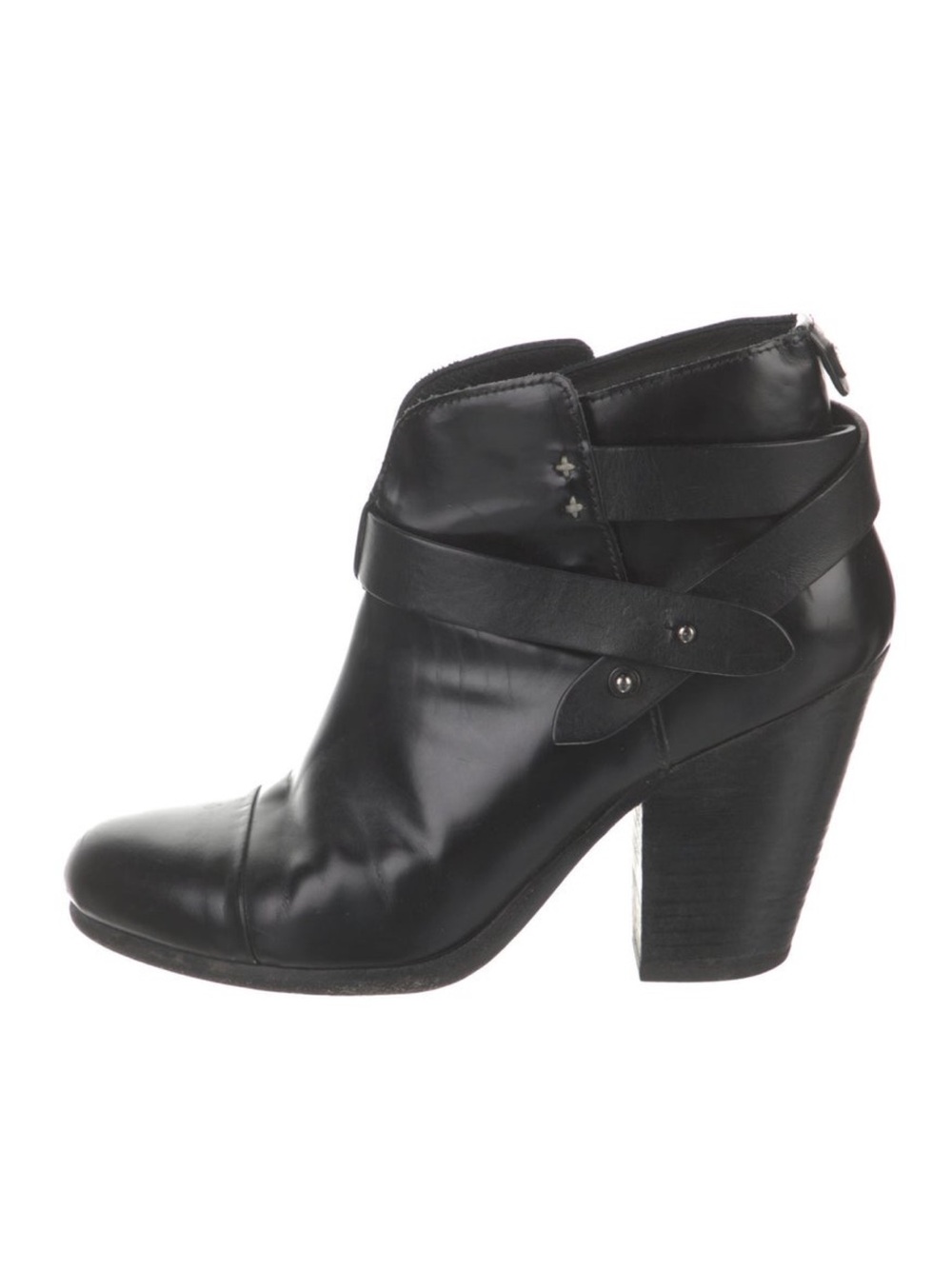 rag & bone Black Leather Strap Wrap Ankle Boot size 7.5 US